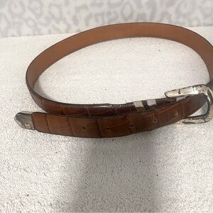 Vintage Genuine Leather ONYX by BRIGHTON Brown Unisex Belt Size 38 Large USA